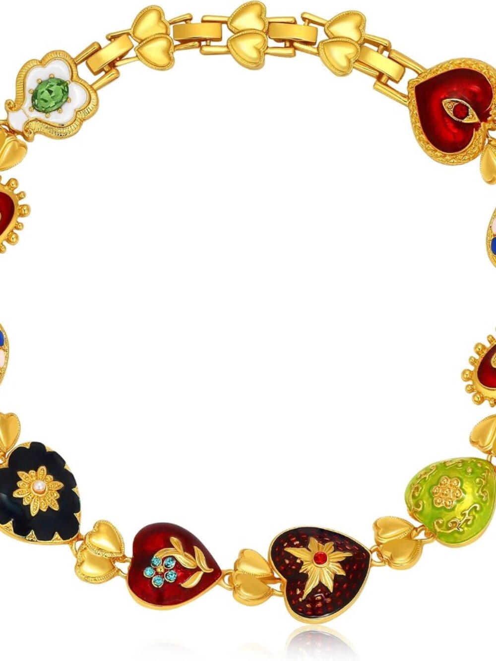 Chunky Gold Statement Necklace, Maximalist Medieval Vintage Byzantine Sacred Hea